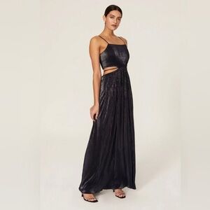 12. Jonathan Simkhai Daisy Metallic Navy Blue Cut Out Pleated Sleeveless Gown 12